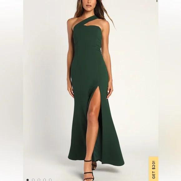 Lulus | Dresses | Lulus Emerald Green Asymmetrical Mermaid Maxi Dress Size  Medium | Poshmark